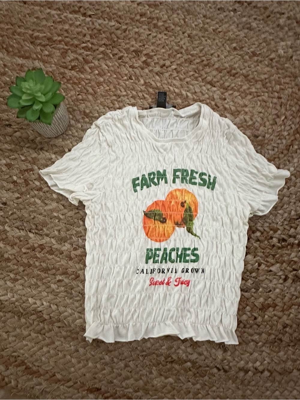 PEACH GRAPHIC CROP TOP